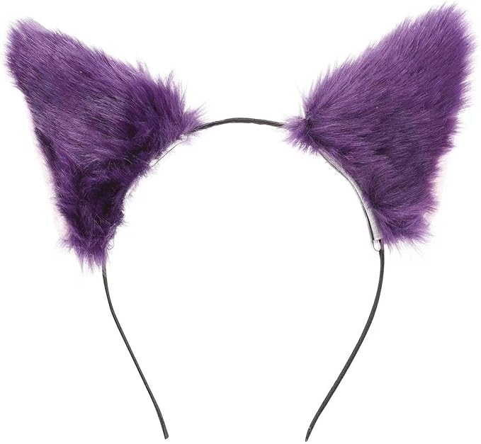VOSCHOIX Cat Fox Wolf Fur Ears Headband,Halloween Furry Animal Ears Hair Hoop Cosplay Headwear Party Costume Accessories f...