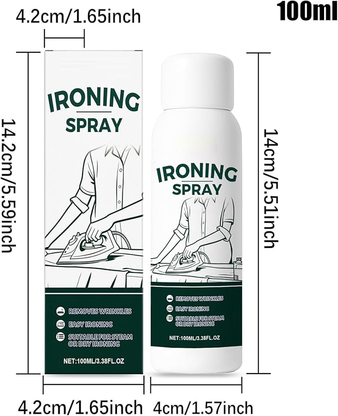 Ironing Spray for Clothes, 100ml Anti-Static Liquid Starch Mist, No Flaking, No Clogging, for Cotton, Linen, Polyester, Wool, Silk, Home, Travel