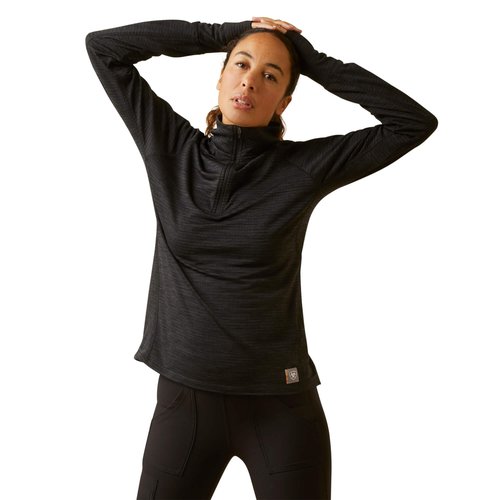 Ariat Women's Rebar Gridwork Baselayer 1/4 Zip T-Shirt - Black, 3X