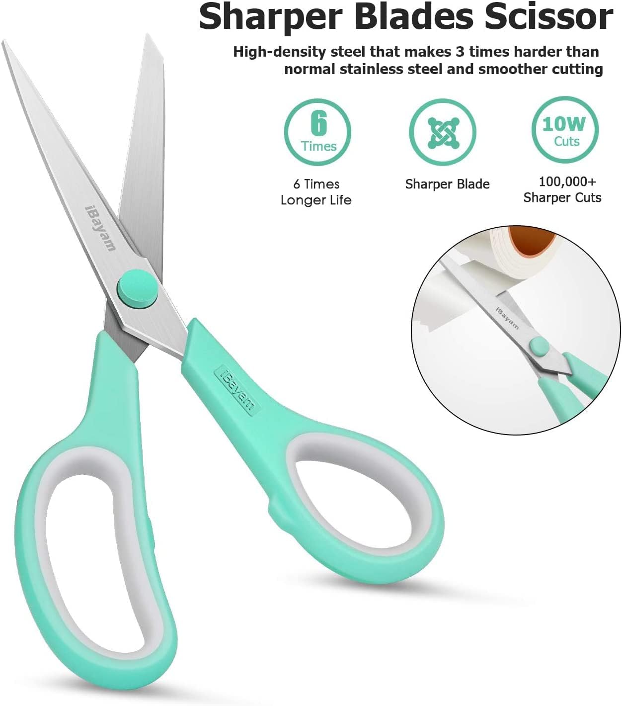 8 '' Multipurpose Heavy Duty Scissors Bulk 24-Pack, 2.5mm Thickness Ultra Sharp Blade Shears with Comfort-Grip Handles for Household School Office Supplies, Right/Left Hand Tools