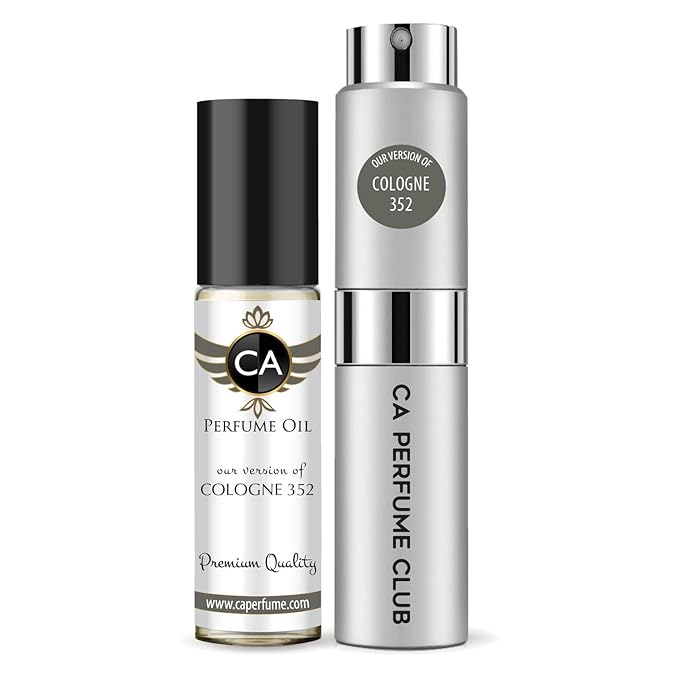 CA Perfume Duo Impression of Cologne 352 For Women And Men Perfume Layering Set Long Lasting Travel Size EDP + Body Oil Roll-On Bottle 0.27 Fl Oz+0.33 Fl Oz