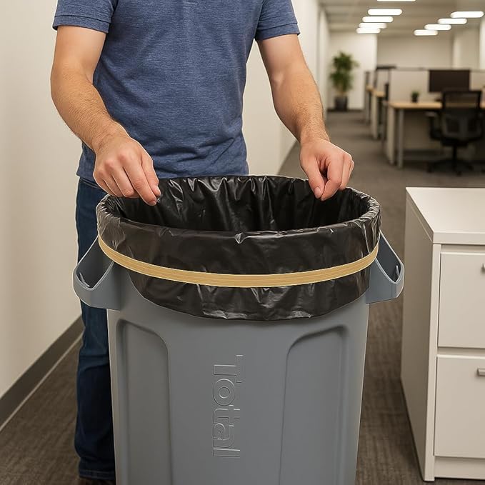 Rubber Bands 55 Gallon Trash Cans - Garbage Bag Holder - Heavy Duty - Pack of 6