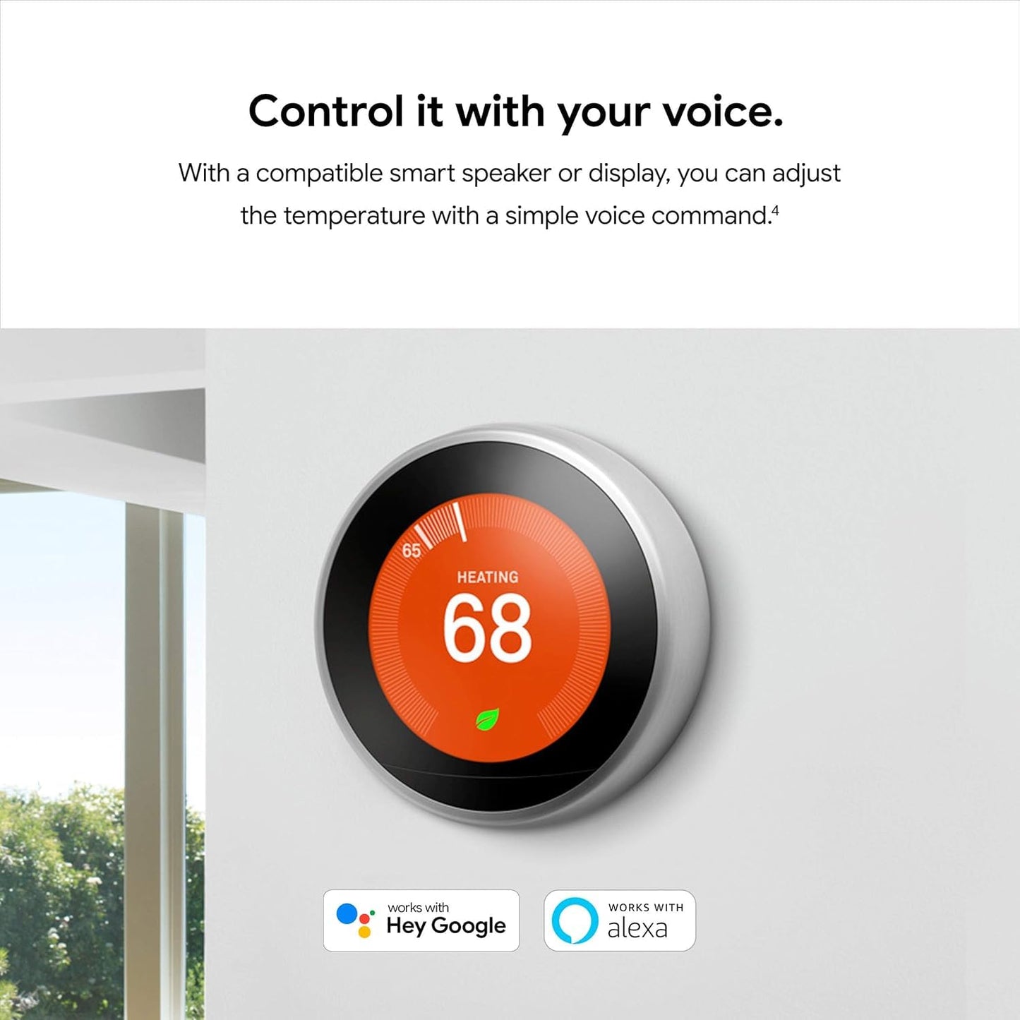 Google Nest Learning Thermostat - 3rd Gen - Programmable Smart Thermostat for Home - Compatible with Alexa (Stainless Steel)