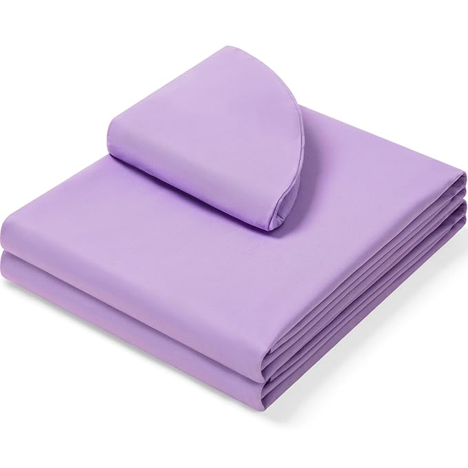 Comfyanno Massage Table Sheets Sets, 3 Pcs Professional Microfiber Massage Bed Cover Sheets, Soft, Light-Weight, Stain & Wrinkle Resistant, Includes Flat & Fitted Sheet, Face Cradle Cover - Lavender