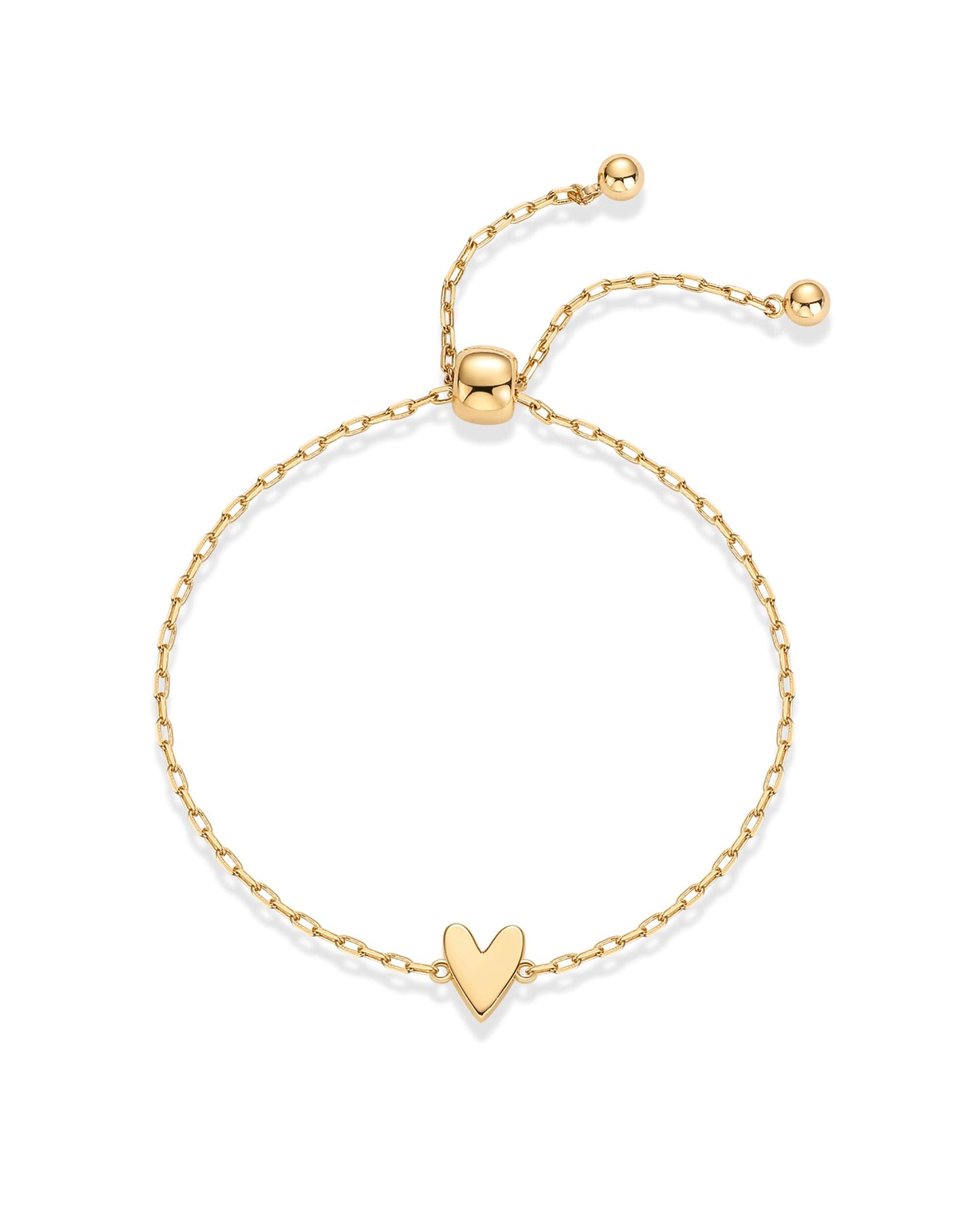 PAVOI 14K Yellow Gold Plated Matching Heart Charms Solitaire Bracelet Set for Women | Adjustable Love Friendship Two Bracelet Pa