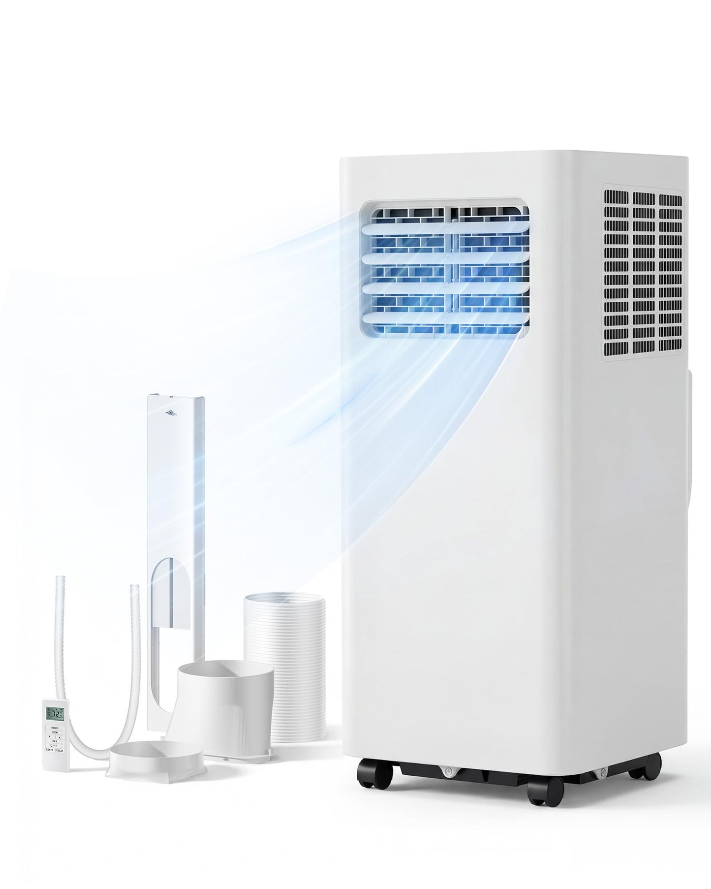 Feelfunn 8000 BTU Portable Air Conditioner, 3-in-1 Cools 350 Sq.Ft, Quiet AC with Fan & Dehumidifier, LED Display, Remote, 24H Timer, Window Kit, for Bedroom/Office/Dorms