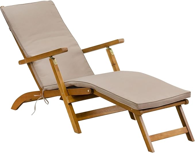East West Furniture BSLCDNA Salinas Patio Chair Lounge - Outdoor Acacia Wood Sunlounger Chair for Poolside, Deck, Lawn, 59...