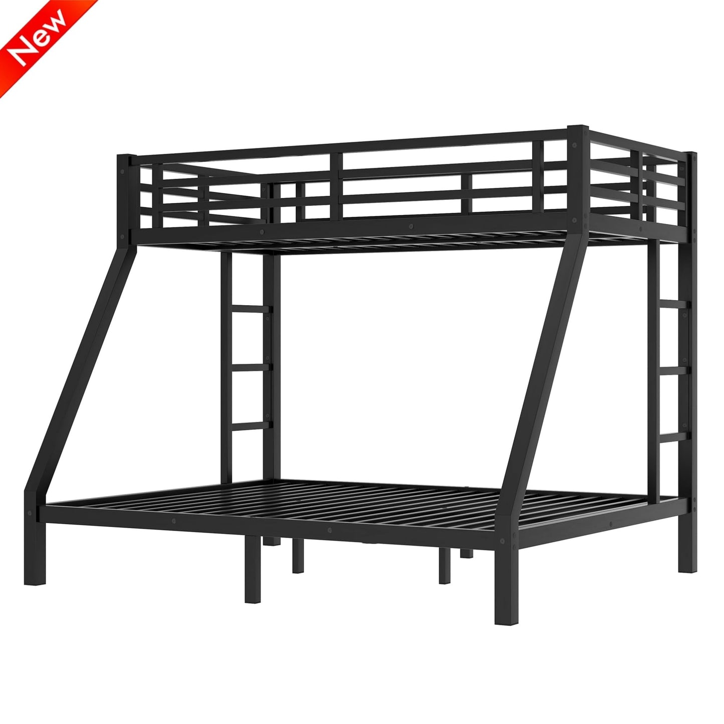 QLUSAN Latest Upgraded & Stronger Heavy Duty Metal Twin XL Over Queen Size Bunk Bed, Safer Thickened More Stable Bunkbed (Greater Weight Capacity) (Twin XL Over Queen)
