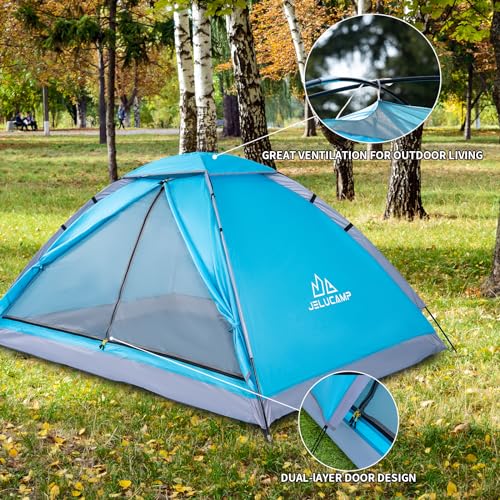 JELUCAMP 1/2/4/5/6 Person Dome Tents for Camping, Lightweight Portable Backpacking Tent, Small Easy Set Up Outdoor Waterpr...
