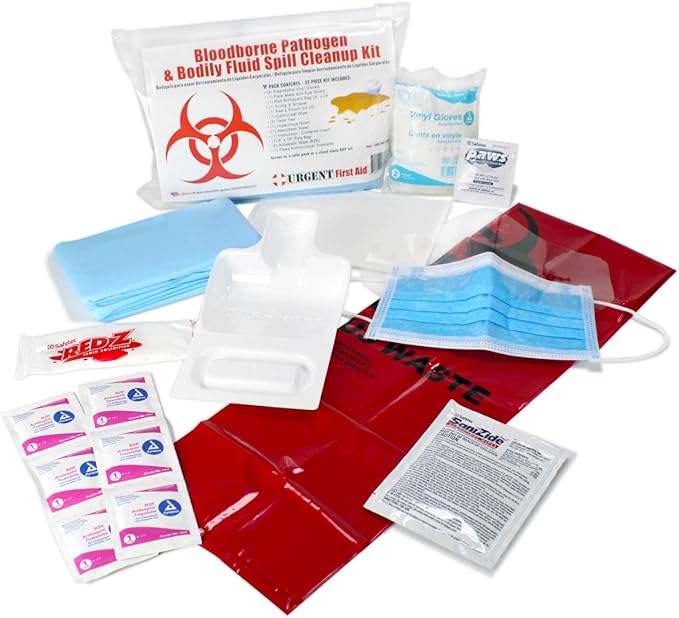 22 Piece Bodily Fluid Clean Up Pack/Bloodborne Pathogen Spill Kit - be OSHA Compliant and Protect from Dangerous Exposure ...