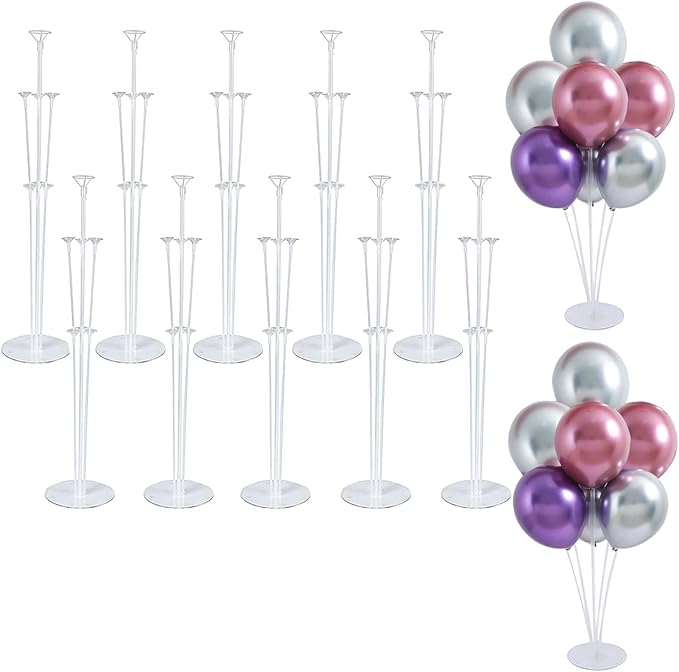 LOBUBT 10 Sets Balloon Stand Kits, Balloon Sticks Holder with Base for Table Centerpiece Graduation Birthday Baby Shower P...