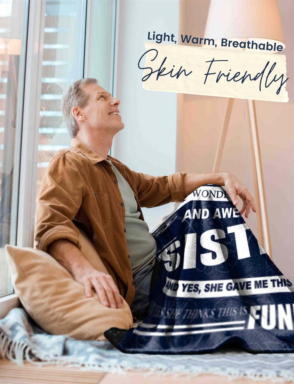 InnoBeta Gifts for Brother Adult from Sister, Bed Flannel Blankets Throws for Brothers for Birthday, Christmas (50"x 65") - Awesome Sister