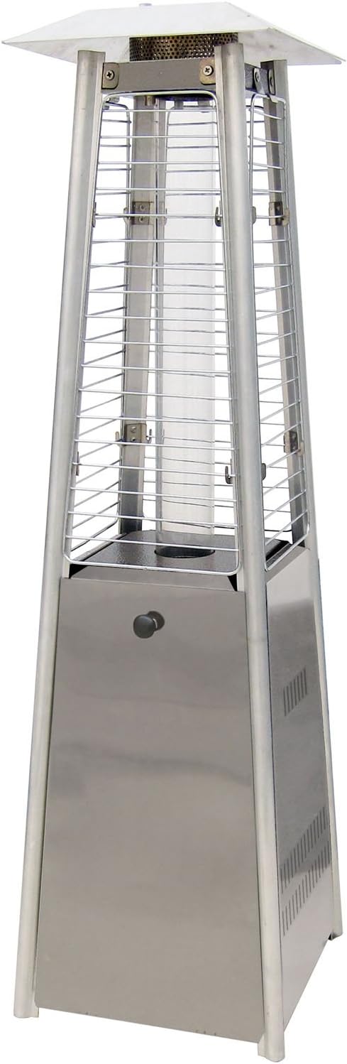 Portable Propane Table Top Pyramid Glass Tube Patio Heater, 9500 BTU, Stainless Steel, SMALL