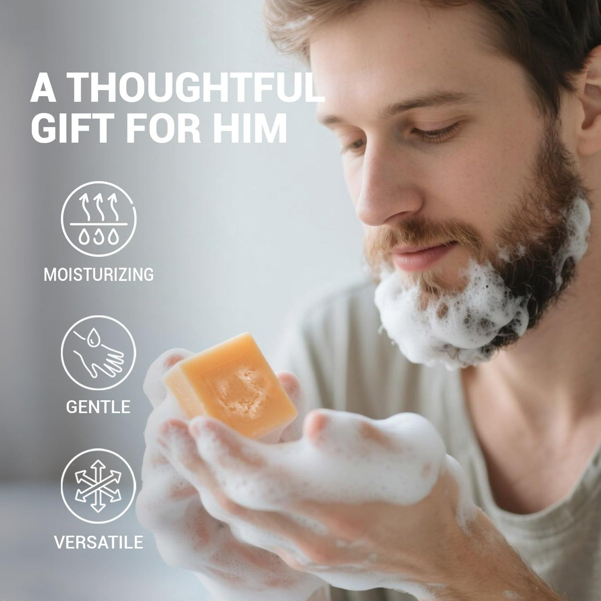 Rinse & Robust Mens Bar Soap 4Pcs Natural Soap Bar Set with Tea Tree & Glycerin, Moisturizing Face Body Hand Beard Wash, Citrus
