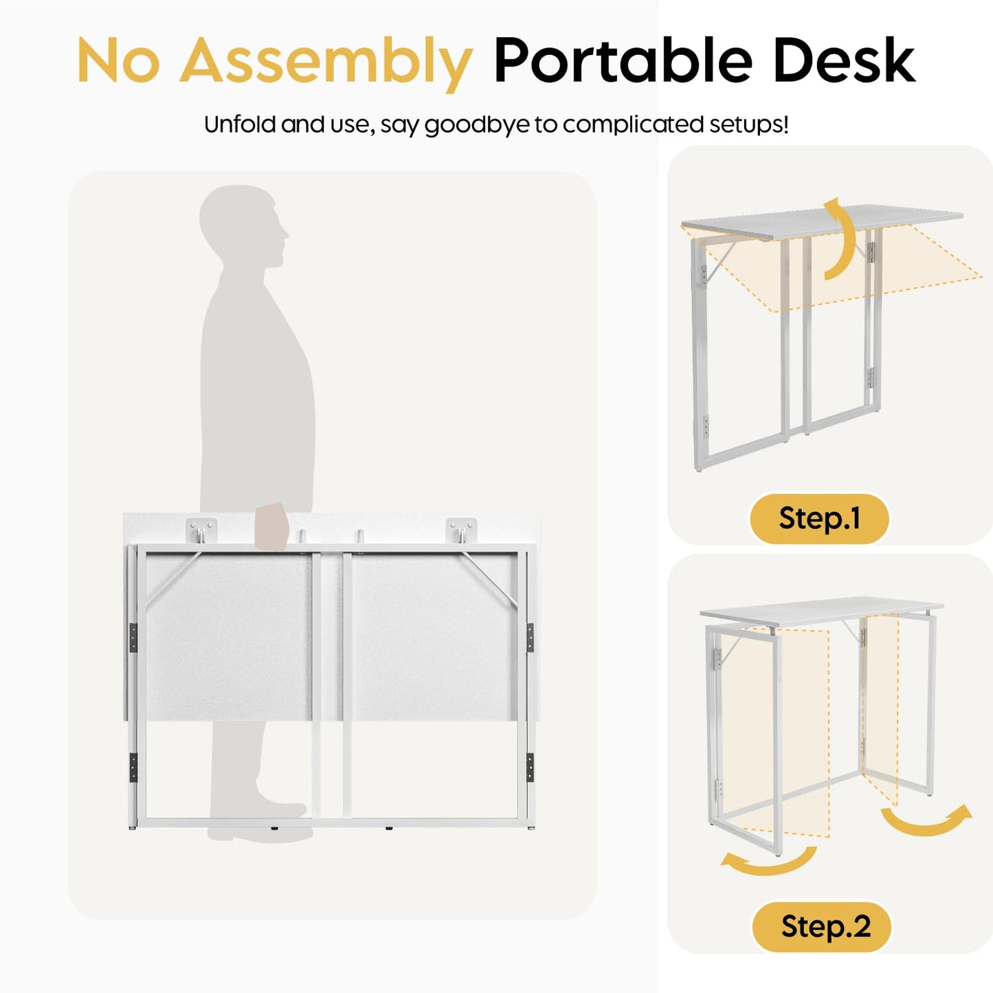 alawooder Folding Desk 30 Inch - Small Foldable Desk for Small Space Minimalist, Space Saving Collapsible Compact Desk Portable Table for Craft, Writing, Study and Work (No Assembly Required)