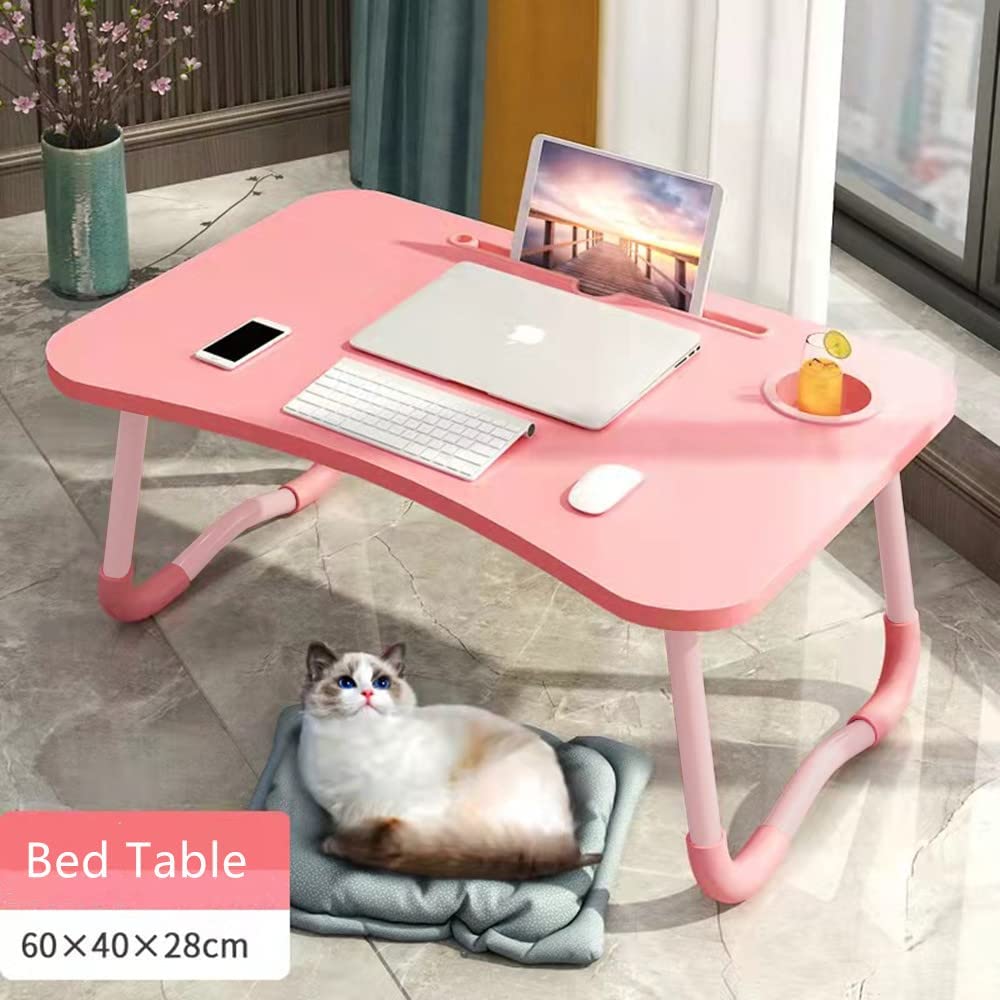 Foldable Bed Table for Laptop, Laptop Desk Table Stand, Laptops Bed Tray Table with Storage Drawer, Notebook Stand Lap Desk for Writing Reading Eating, Portable Laptops Table for Beds Sofa Floor