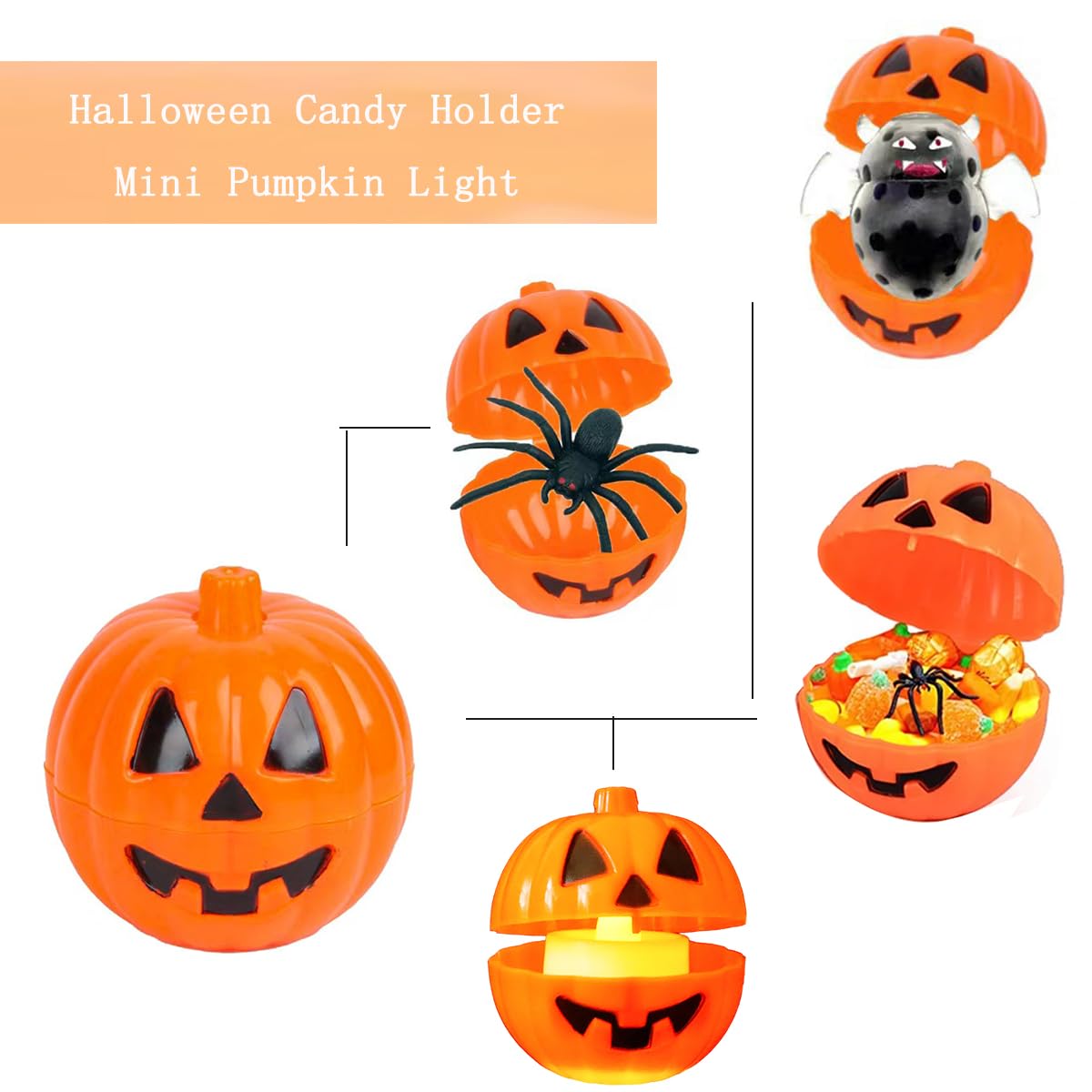 Ncozwo Halloween Plastic Pumpkin Storage Mini Fillable Pumpkin Container Candy Holder Containers for Halloween Thanksgiving Day Mini Gift Holder Props（12 Pcs）