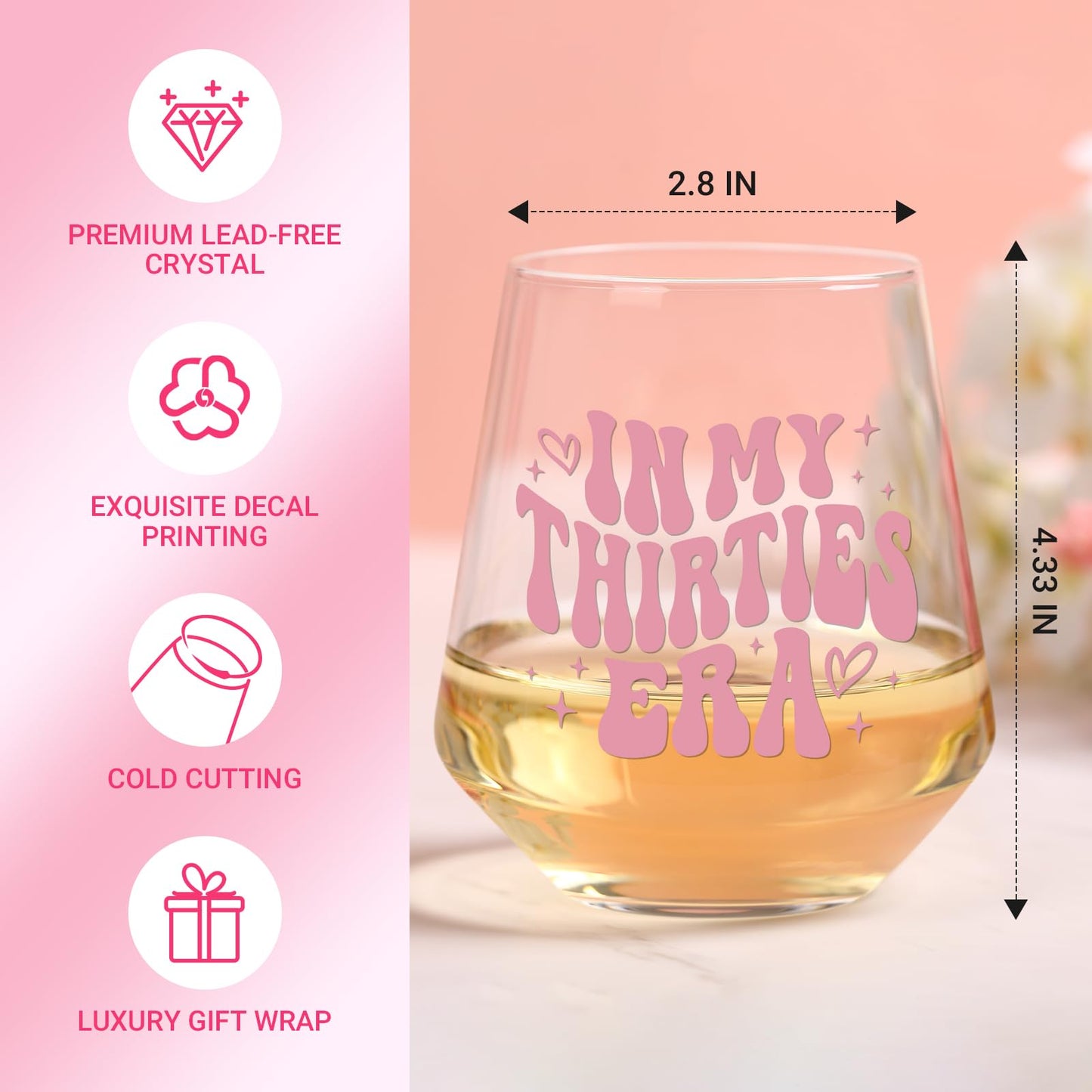 30th Birthday Gifts For Her - In My 30s Era Wine Glass, Best 30th Birthday Gifts For Women, 30 Years Old Gifts For Sister, Son, Daughter, Mom, Best Friend, Birthday Glass For Decorations, 18oz
