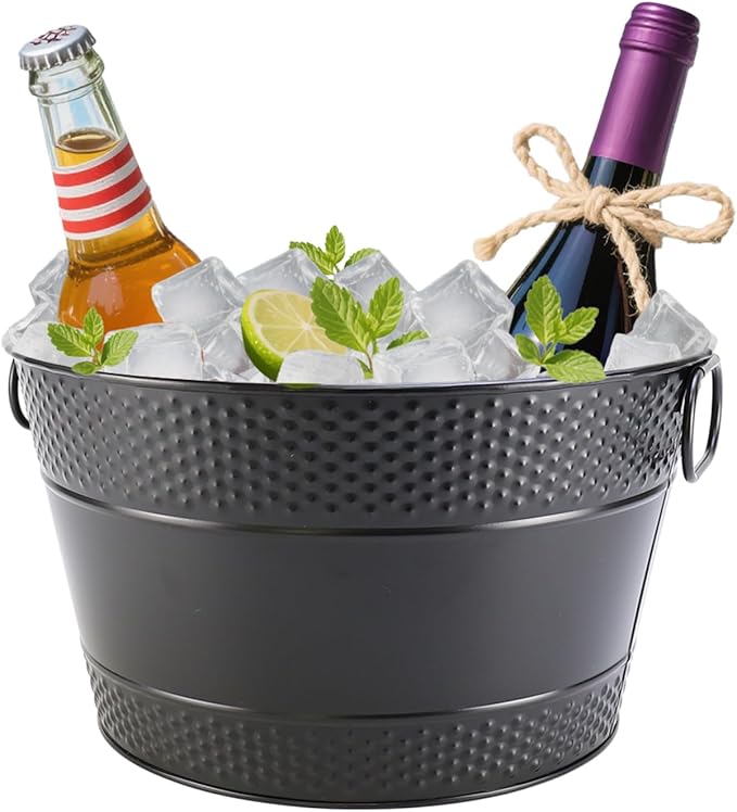 Metal Ice Bucket Galvanized Beverage Tub, Drink Buckets Large Cooler for Wine Beer Champagne Cocktails for Catering, Bars,...