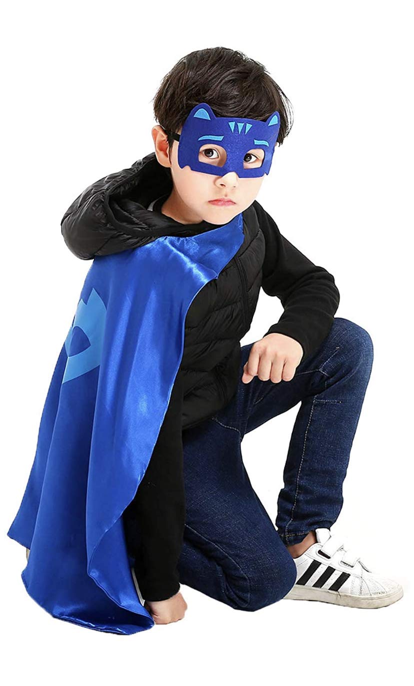 Kids Superhero Capes and Masks Set Bulk Dress Up Costumes with Bracelets for Boys and Girls Ages 2-12 – Satin Capes, Felt Masks, Birthday Party Favors, Pretend Play Toys