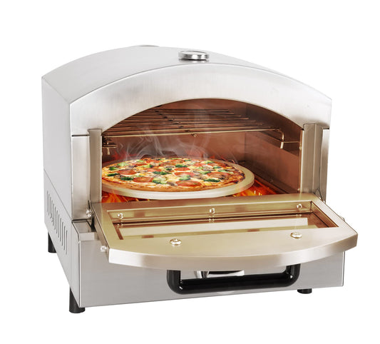 BNDHKR Gas Pizza Oven Countertop Stainless Steel Pizza Maker with 12 Inch Round Pizza Stone Portable Pizza Stove for Party Outdoor Cooking Commercial/Home