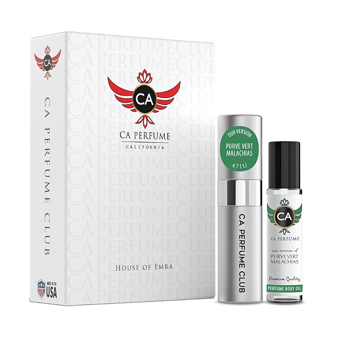 CA Perfume Duo Impression of Purve Vert Malachias For Women And Men Perfume Layering Set Long Lasting Travel Size EDP + Body Oil Roll-On Bottle 0.27 Fl Oz+0.33 Fl Oz