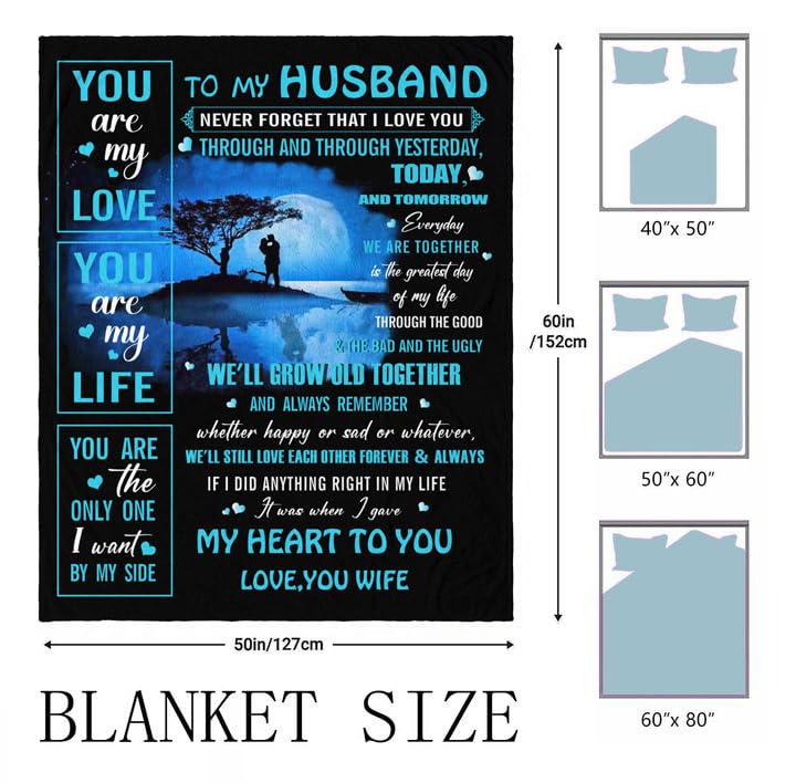zoiluku Gifts for Husband Birthday,Anniversary Wedding Gifts for Him Husband,Top Husbands Gifts from Wife,Best Men's Christmas Valentines Day Love Birthday Gift for Men Husbands Blanket 60"X 50"