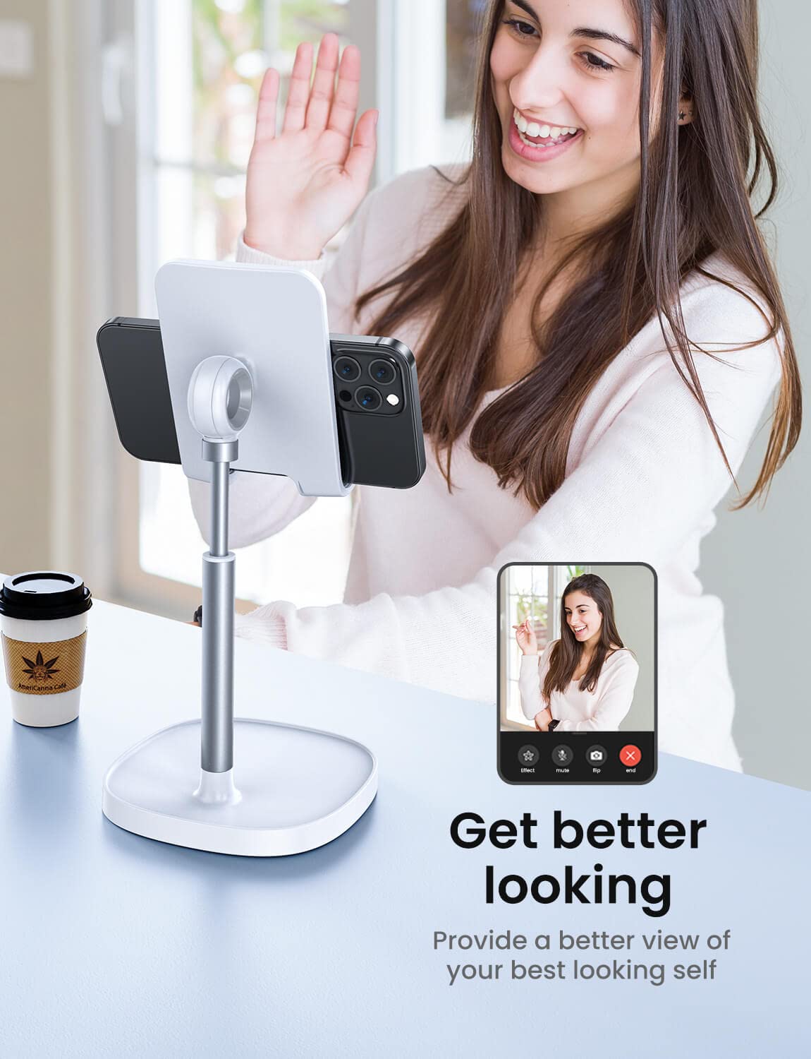 Lisen Cell Phone Stand Adjustable Phone Holer For Desk, Computer Office Desk Accessories For Iphone 16 Holder Women Kitchen Esse