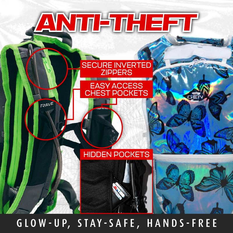 RaveRunner® Anti-Theft Hydration Backpack | Rave Hydration Pack, Festival Water Bag, Hydropack Rave, Hydration Pack EDC