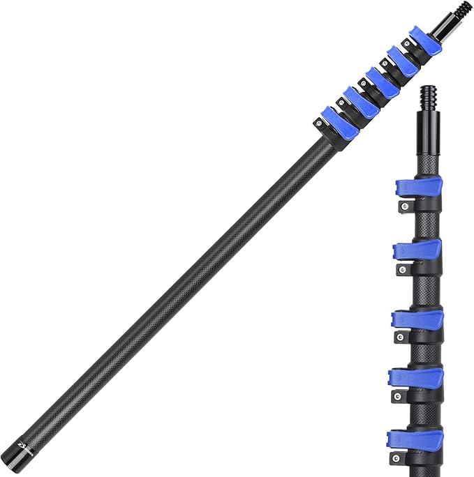 Carbon Fiber Extension Pole 4.7-24FT Telescoping Paint Roller Extendable Pole Lightweight Sturdy Extension Poles with Univ...