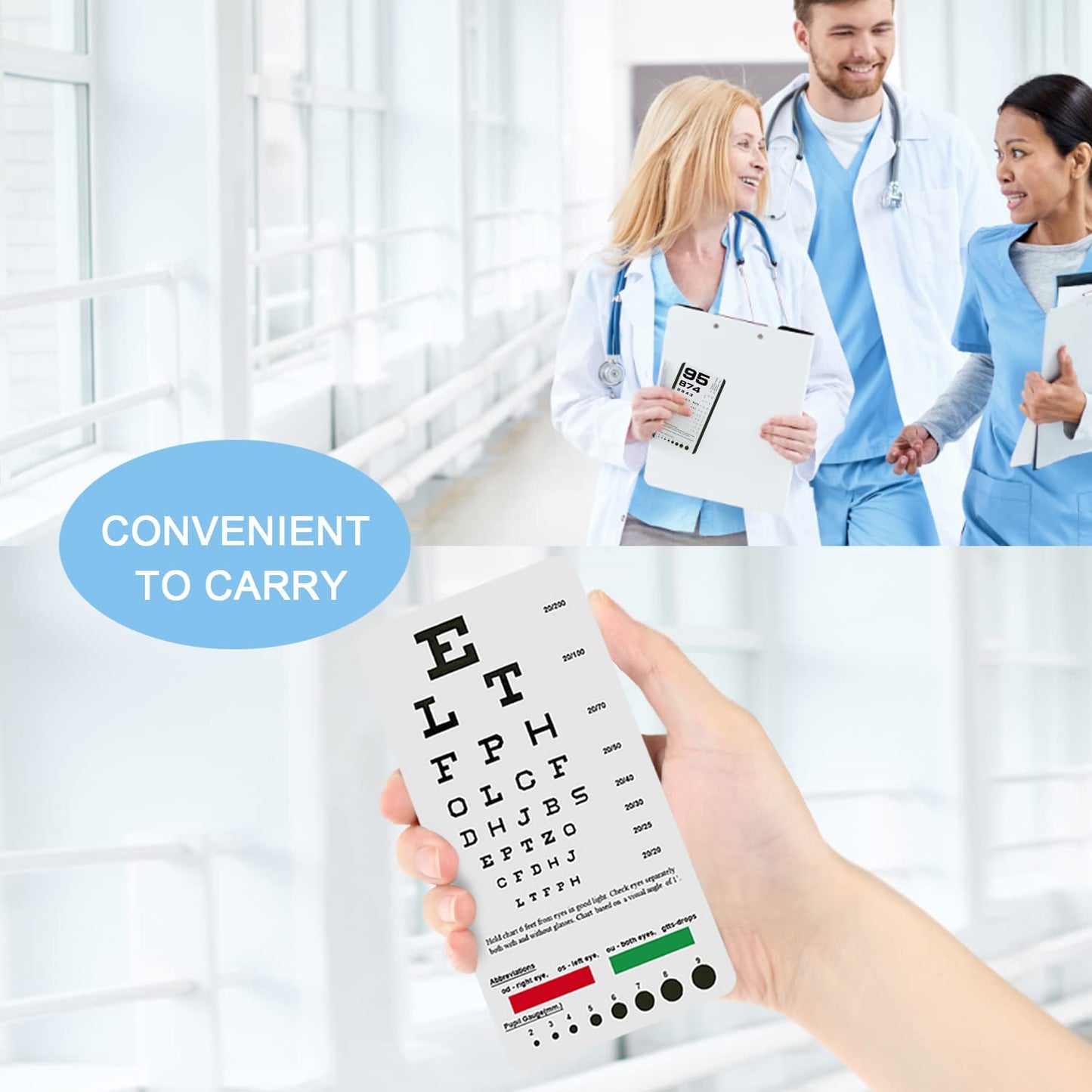 PECULA Eye Chart, Pocket Eye Charts, Snellen and Rosenbaum Pocket Eye Chart for Eye Exams (2 in 1)