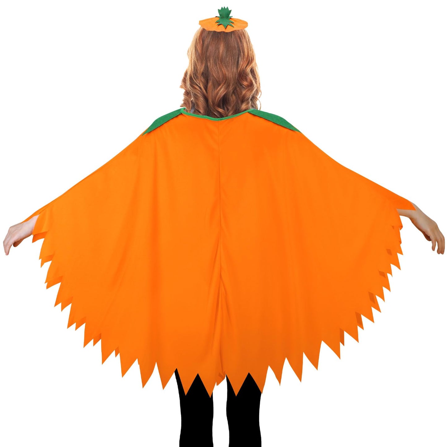 Snwquik 3 PCS Pumpkin Costume for Women, Adults Halloween Costume for Women,Pumpkin Poncho with Headband&Bag