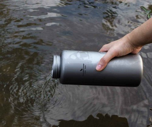 iBasingo Titanium Water Bottle 35.5oz (1050ml) Wide Mouth Lightweight Single Layer Camping Flask for Hiking, Backpacking & Outdoor Cooking Portable Durable Drinking Bottle Ti3005D