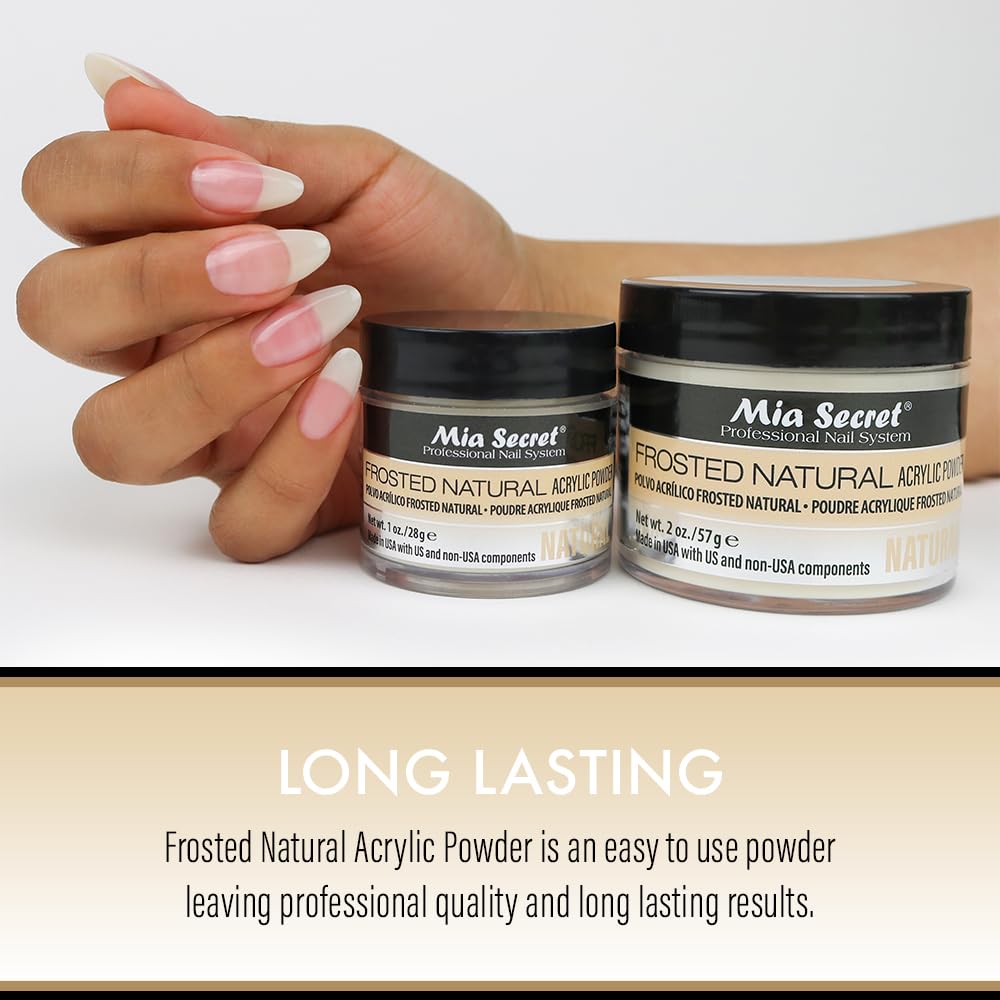 Mia Secret Frosted Natural Acrylic Powder MADE IN USA multiple sizes (1 oz.)