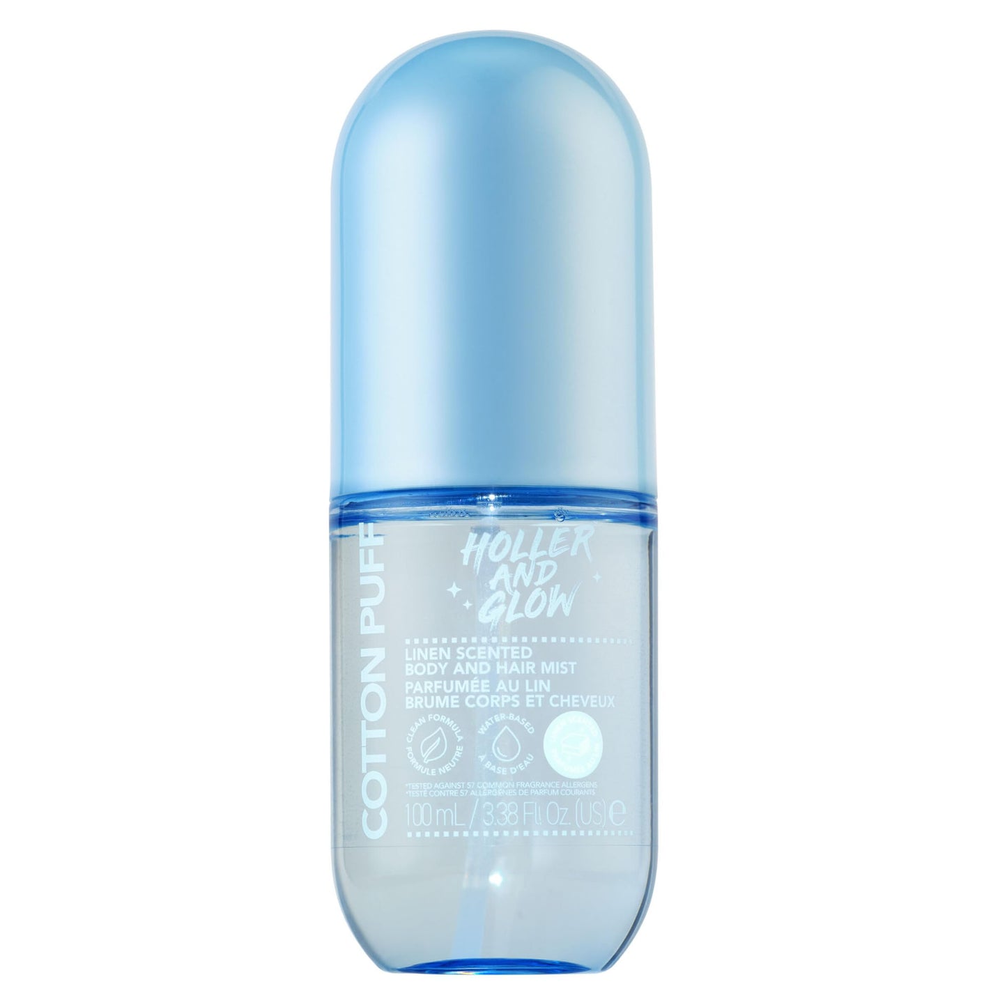 Holler And Glow Mood Boosting Cotton Puff Body & Hair Mist, Body Spray, Teen Girls Spritz, Long Lasting, Linen, Fresh Scented, Water Based Fragrance For Tweens, Clean & Gentle Formula, 3.38 Fl Oz