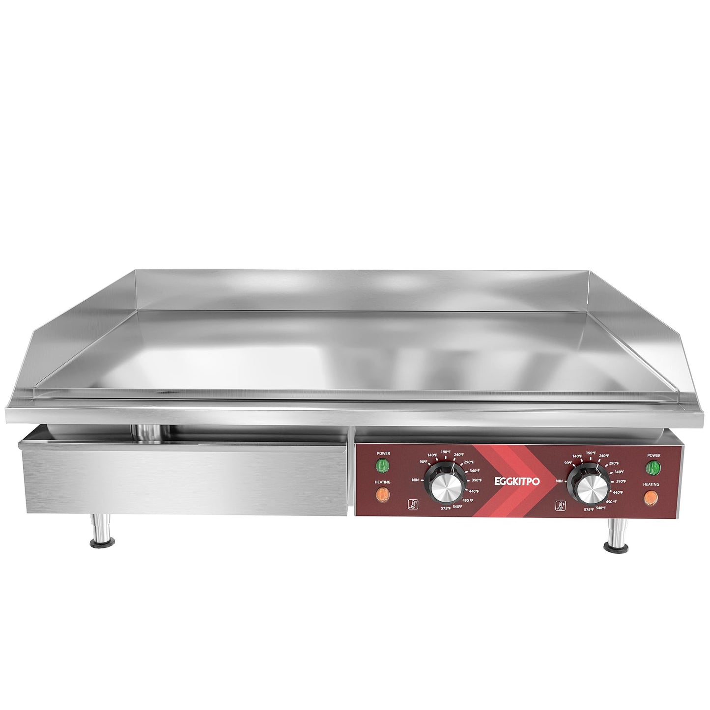 EGGKITPO Commercial Electric Griddle 29 Inch Large Countertop Griddle Non-Stick Flat Top Grill Stainless Steel Teppanyaki Griddle with Adjustable Temperature 90℉-575℉ for Restaurant Use 240V 3500W