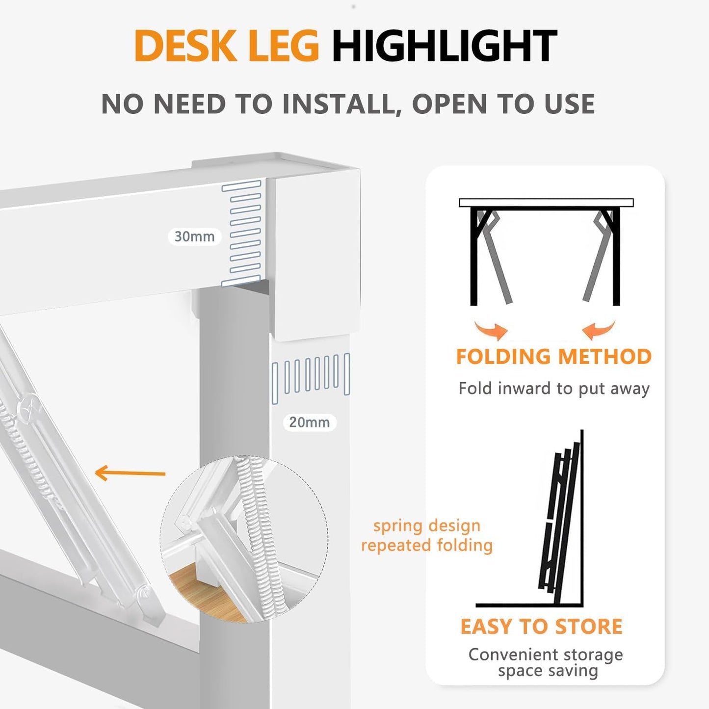 39.4 Inch Foldable Desks for Small Spaces,Foldable Desk No Assembly,Small Table for Bedroom,Black.