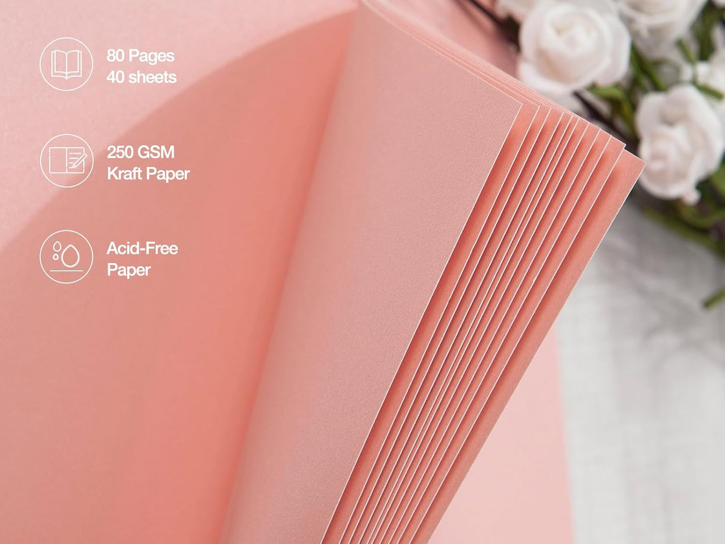 potricher 10 x 10 Inch DIY Scrapbook Photo Album 80 Pages Thick Kraft Blank Pink Paper Memory Book for Wedding and Anniversary Family (Pink, 10 Inch)