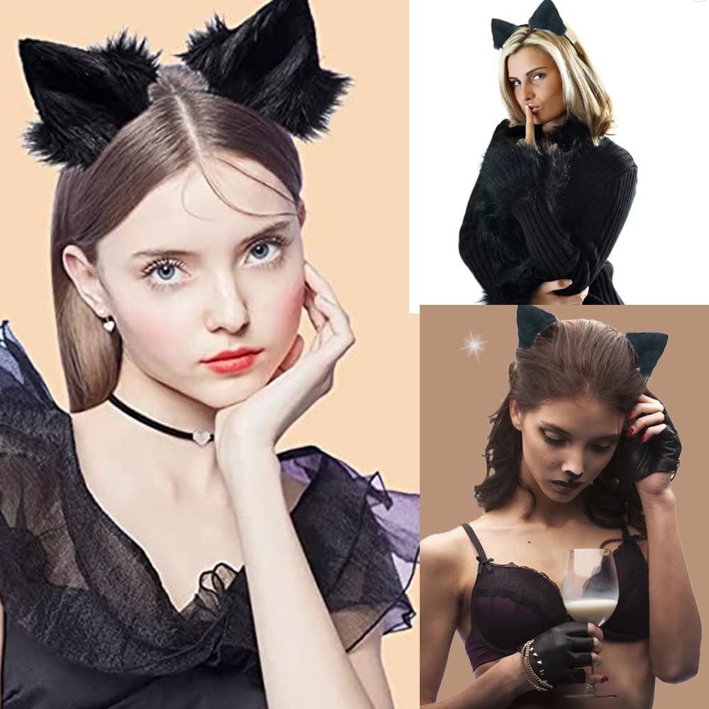 YXCFEWD Kids Fluffy Fox Ears and Tail Set - Cosplay Party Costume with Fox Tail Keychain - Halloween