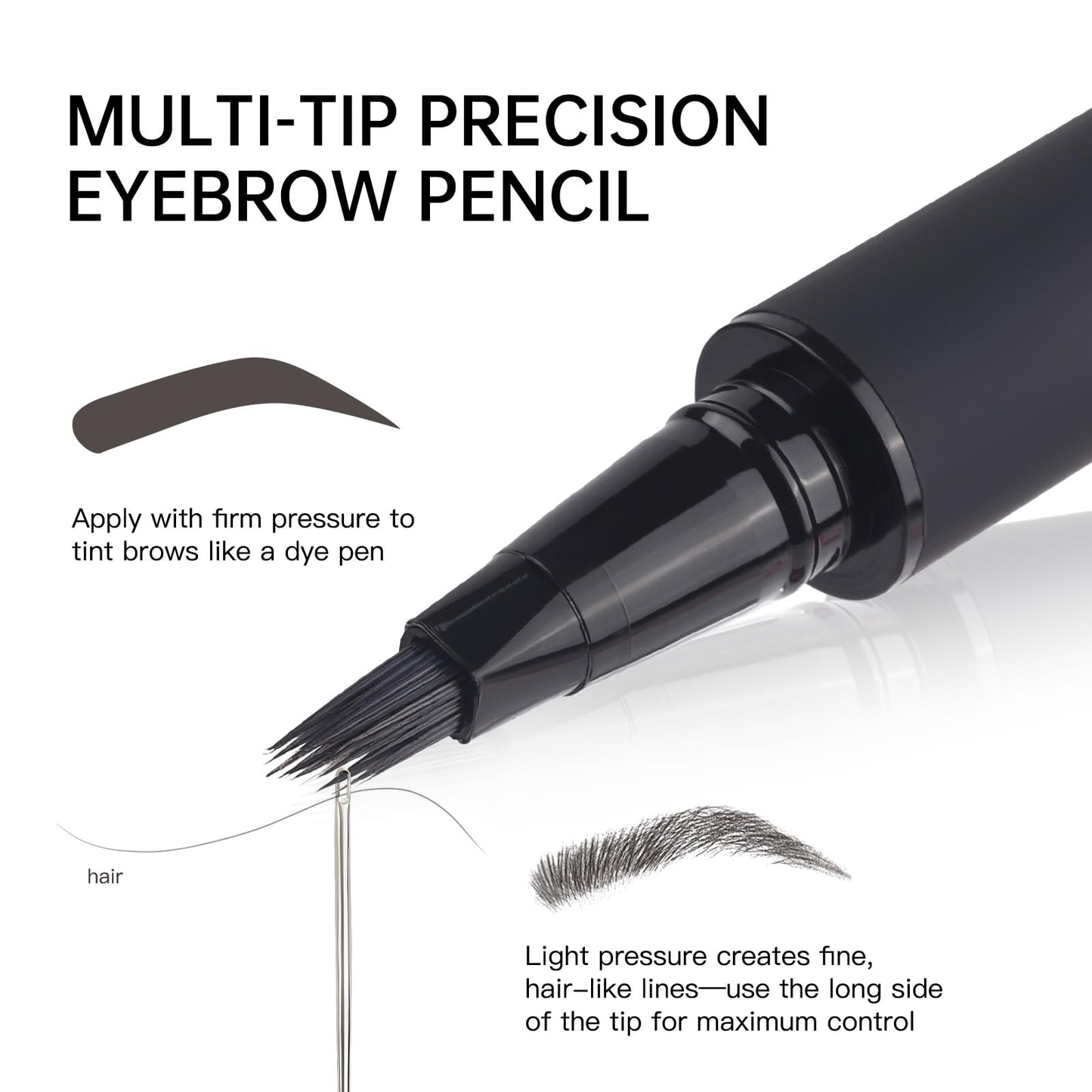 Liquid Microblading Eyebrow Pencils for Women - Waterproof, Quick-Drying Brow-Fection Pen with Angled Square Tip for Hair-Like S