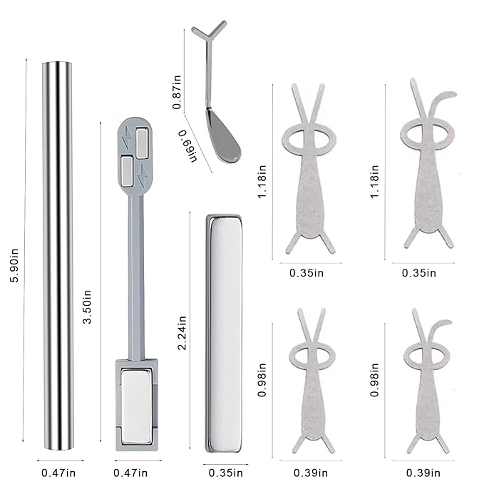JERCLITY 3 Pieces Cat Eye Magnet for Nails Double Ended Cylindrical Nail Magnet Rectangle Magnets with 4 Y-Shaped Guide Metal Bracket + 4 Rabbit Shape Iron Plate for Heart and Rabbit Cat Eye Effect