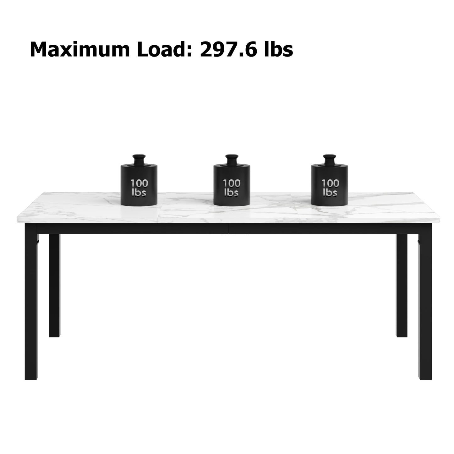 Sunvasagoo Dining Table for 6 People, Farmhouse Wood Kitchen Table, Rectangle Furniture with Metal Legs Wooden Conference Tables Writing Desk for Living Room
