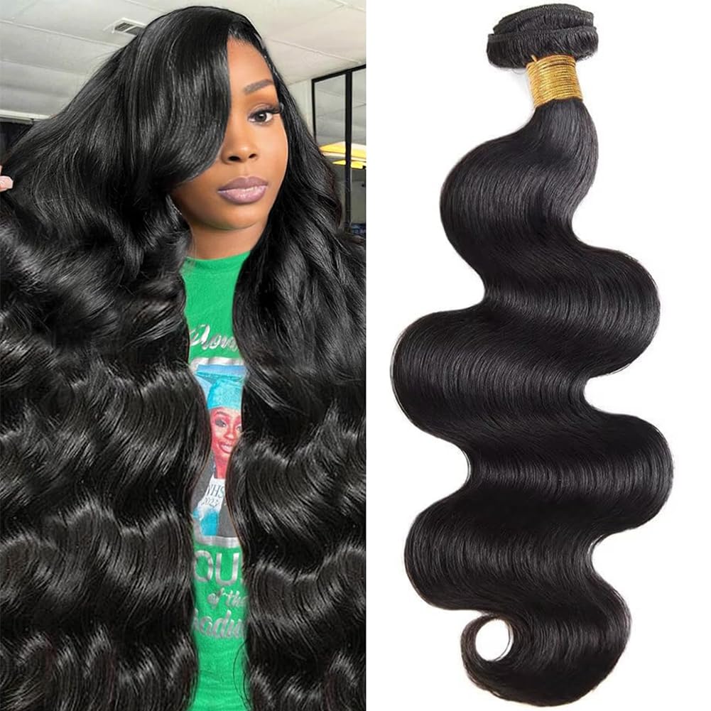 Asxdovig 12A Human Hair Bundles 20 Inch Body Wave Bundles Human Hair 100% Unprocessed Brazilian Virgin Hair Real Natural Black W