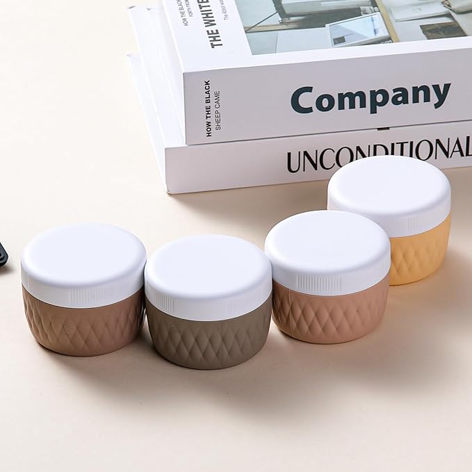 Travel Containers for Toiletries, Silicone Cream Jars BPA-Free, TSA Approved 3oz Travel Size Containers, Leak-proof Silicone Jars with Lid for Cosmetic Face Hand Body Cream (4 Pack)