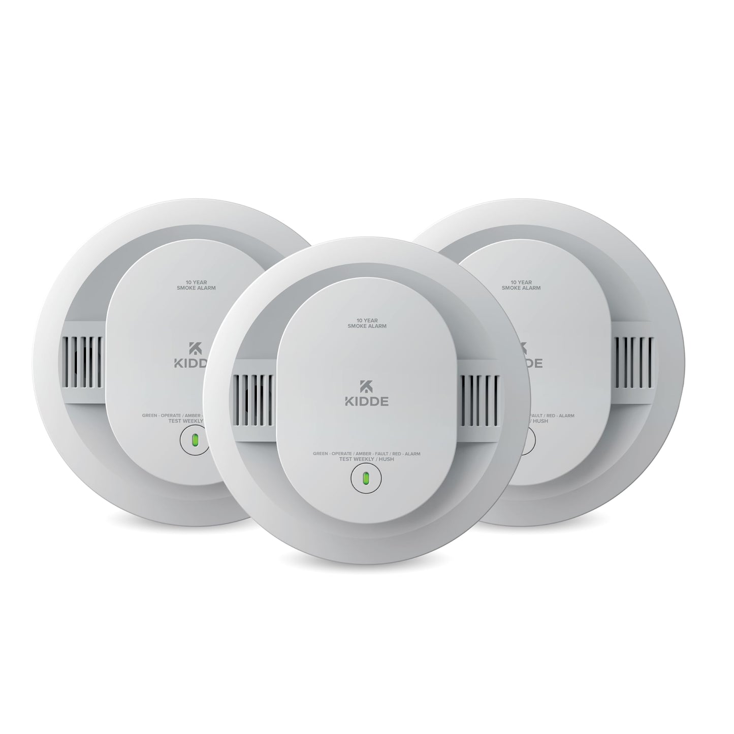 Kidde Smoke Detector, 10-Year Battery Powered, LED Warning Light Indicators, 3-Pack
