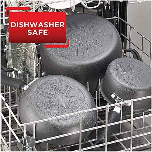 T-fal Ultimate Hard Anodized Nonstick Fry Pan Set 2 Piece, 8, 10 Inch, Oven Broiler Safe 400F, Kitchen, Cookware, Pots and Pans Set Non Stick, Frying Pans, Dishwasher Safe, Black