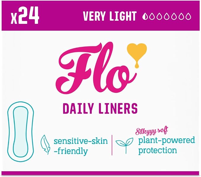 Flo - Daily Liners (24 Pack) Very Light Flow - Wrapped, Ultra-Thin - Natural, Absorbent, Soft & Breathable - Made with Organic Bamboo Panty - Liners for Women - Fragrance Free - Vegan & Cruelty Free