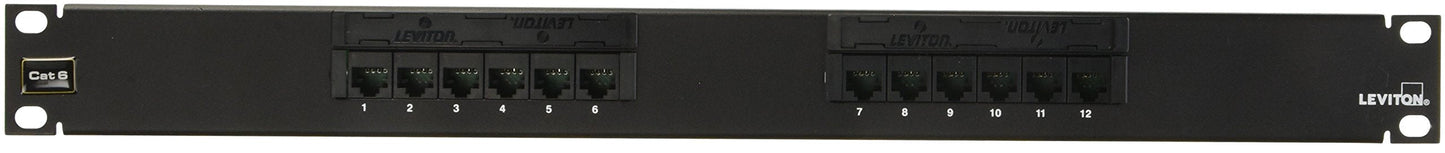 Leviton Extreme Cat 6+ Flat 110-Style Patch Panel, 1Ru, 12-Port, 69586-U12
