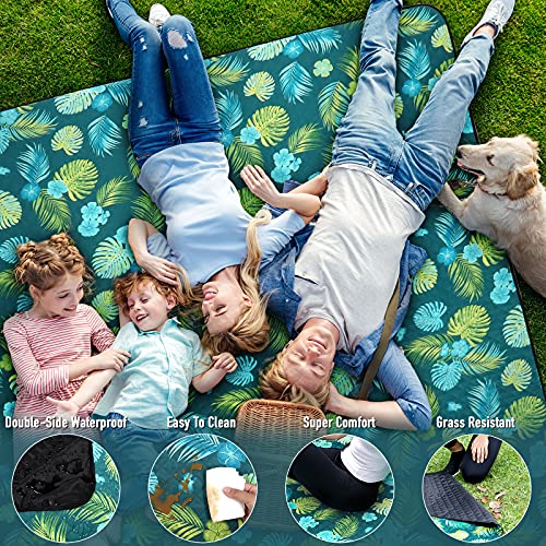 PY SUPER MODE Picnic Blankets Extra Large, Waterproof Foldable Outdoor Beach Blanket Oversized 83x79” Sandproof, 3-Layer P...