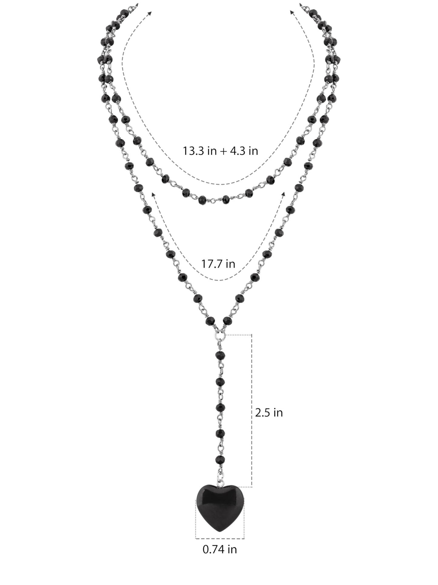 Sacina Layered Black Bead Heart Choker, Heart Necklace, Gothic Emo Grunge Necklace, Goth Jewelry, Valentine Christmas Gift for Women